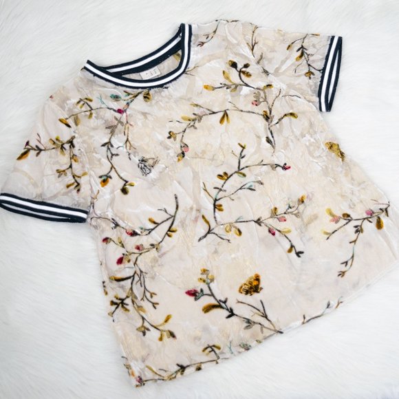 a new day Tops - 3/$20 A New Day Floral Velvet Sheer Top